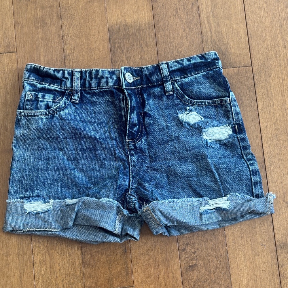 Justice Blue Distressed Jean Shorts